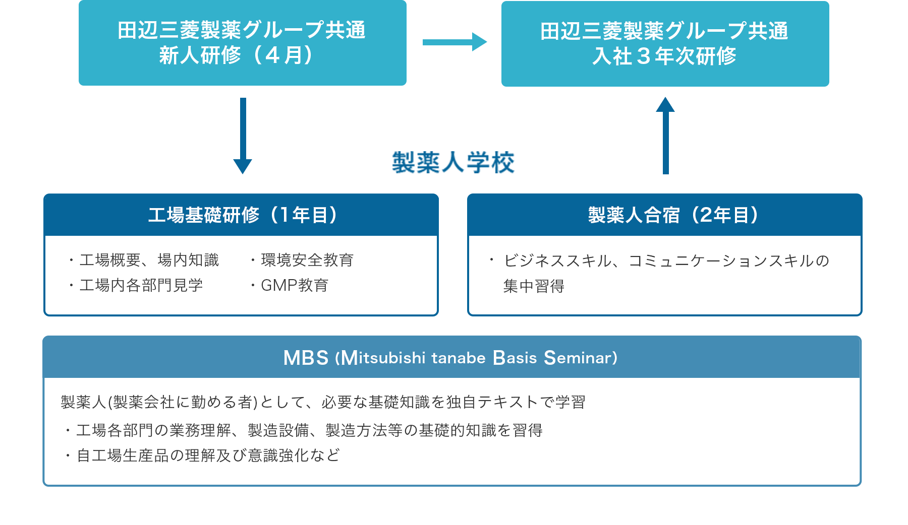 入社後3年間の主要な研修